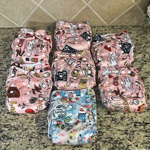 💖 NEW 7 Pink Travel Theme girls Cloth Diapers